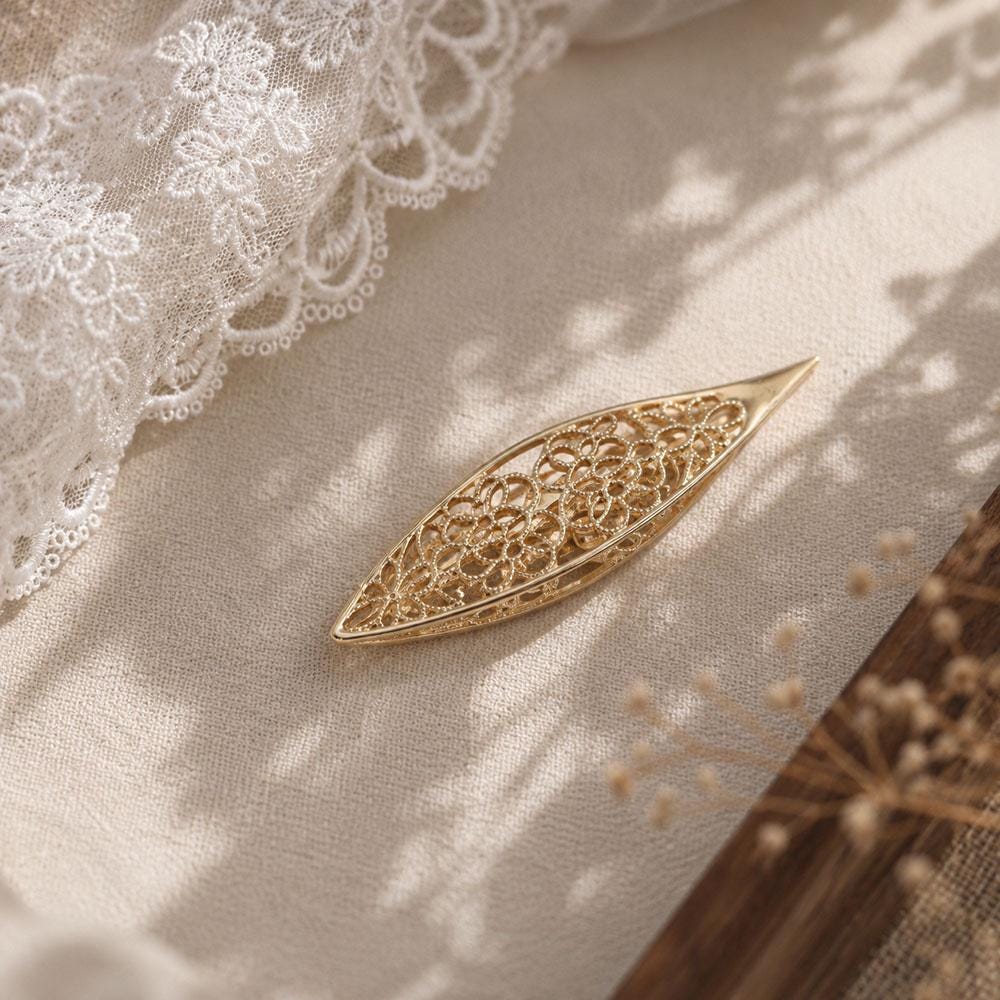 Vintage Style Metal Tatting Shuttle, Filigree Lace Making Tool, Rose Gold/Gold/Silver