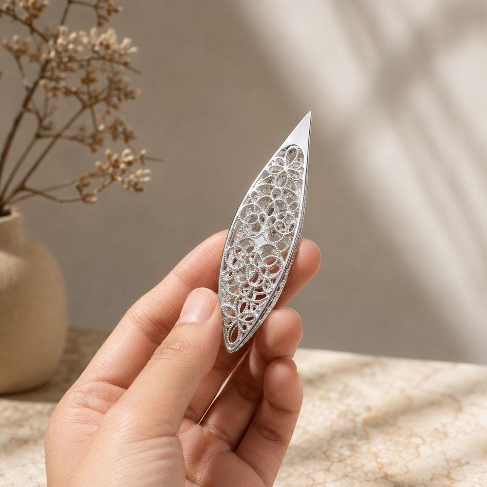 Vintage Style Metal Tatting Shuttle, Filigree Lace Making Tool, Rose Gold/Gold/Silver