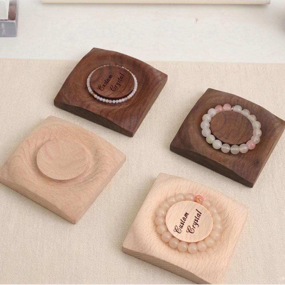 Custom Logo Wood Bracelet Display Stand, Minimalist Jewelry Holder