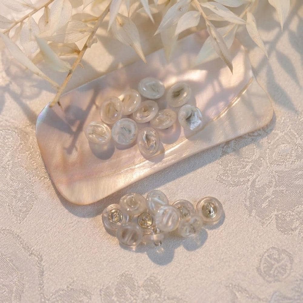 Shimmering Pearlescent Buttons, Tatting Lace Connectors, Jewelry Making Supplies (Pack of 6)