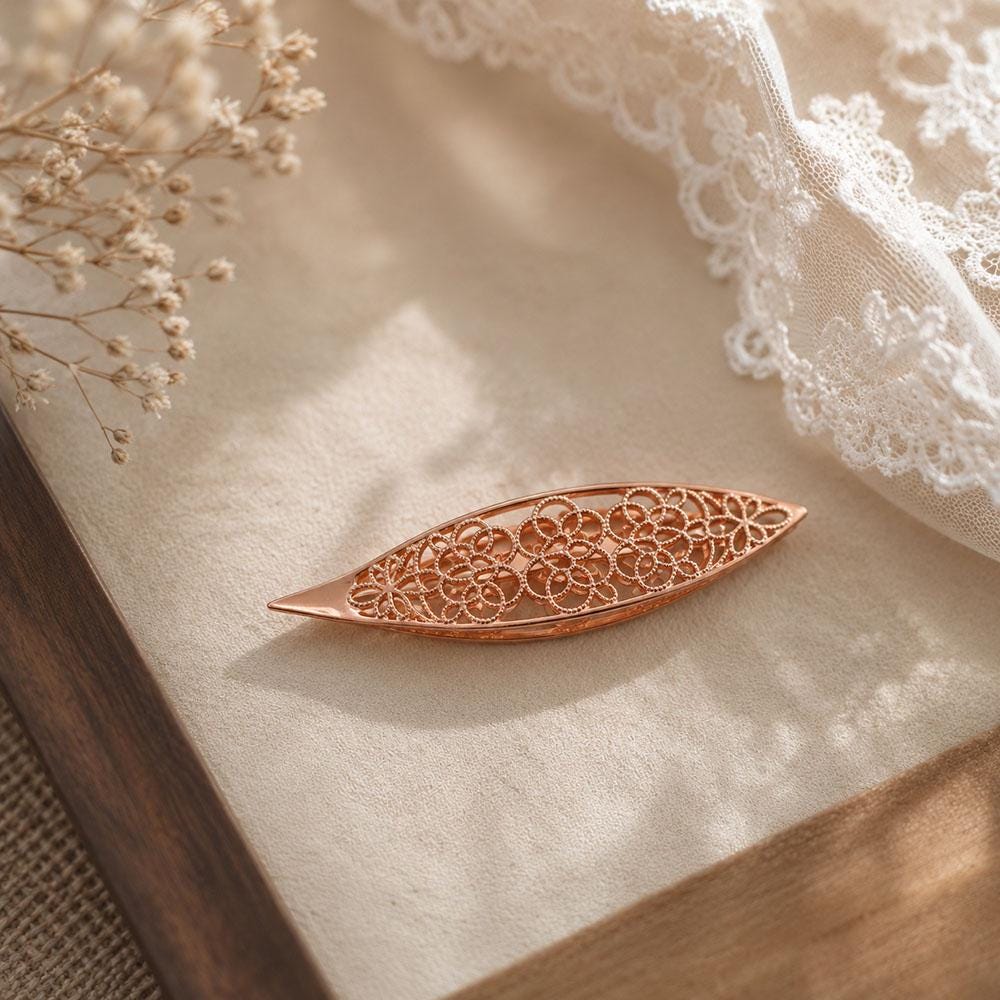 Vintage Style Metal Tatting Shuttle, Filigree Lace Making Tool, Rose Gold/Gold/Silver