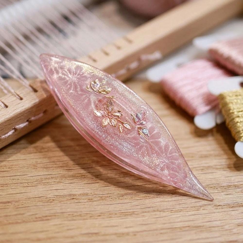 Tatting Shuttle with Hand-Painted Pattern– an elegant lace tool