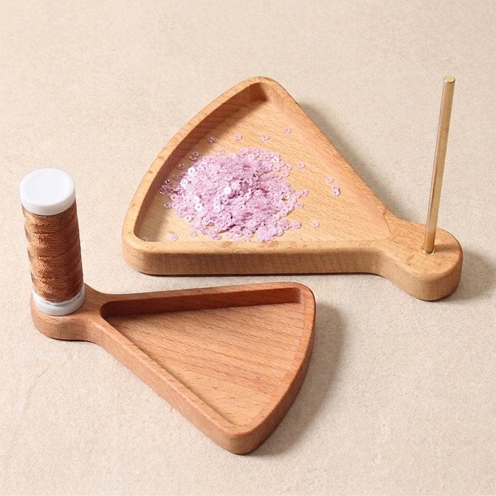 Ginkgo Leaf Beechwood Bead Tray, Spool Holder, Brass Axle, Jewelry Making Supplies