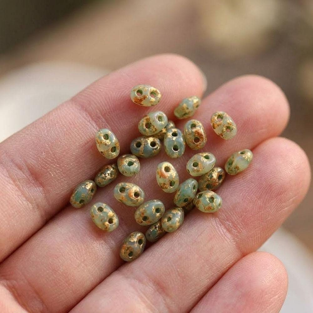 Oil Painting Style 2.5x5mm Double Hole Beads, French Embroidery Lace Weaving Supplies