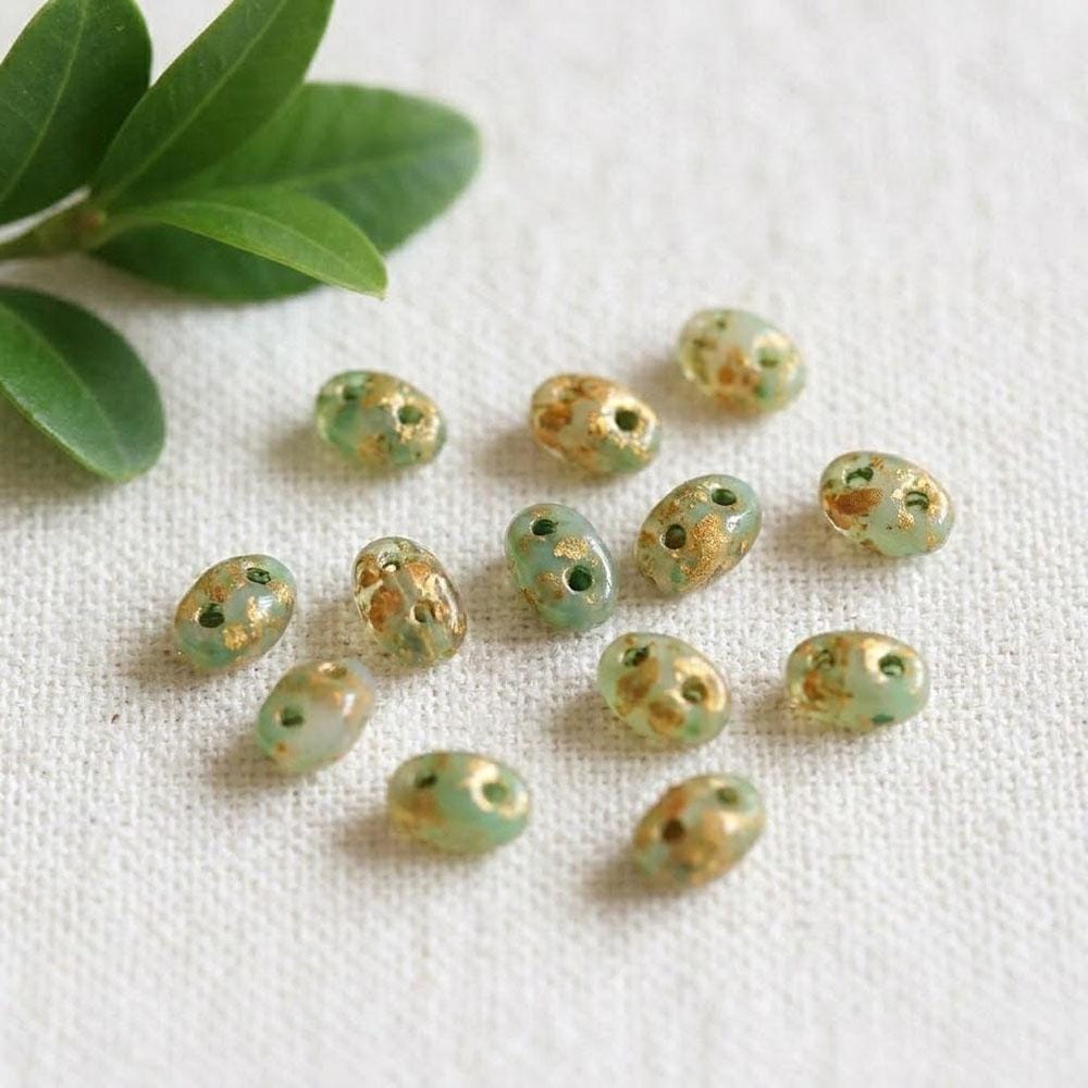 Oil Painting Style 2.5x5mm Double Hole Beads, French Embroidery Lace Weaving Supplies