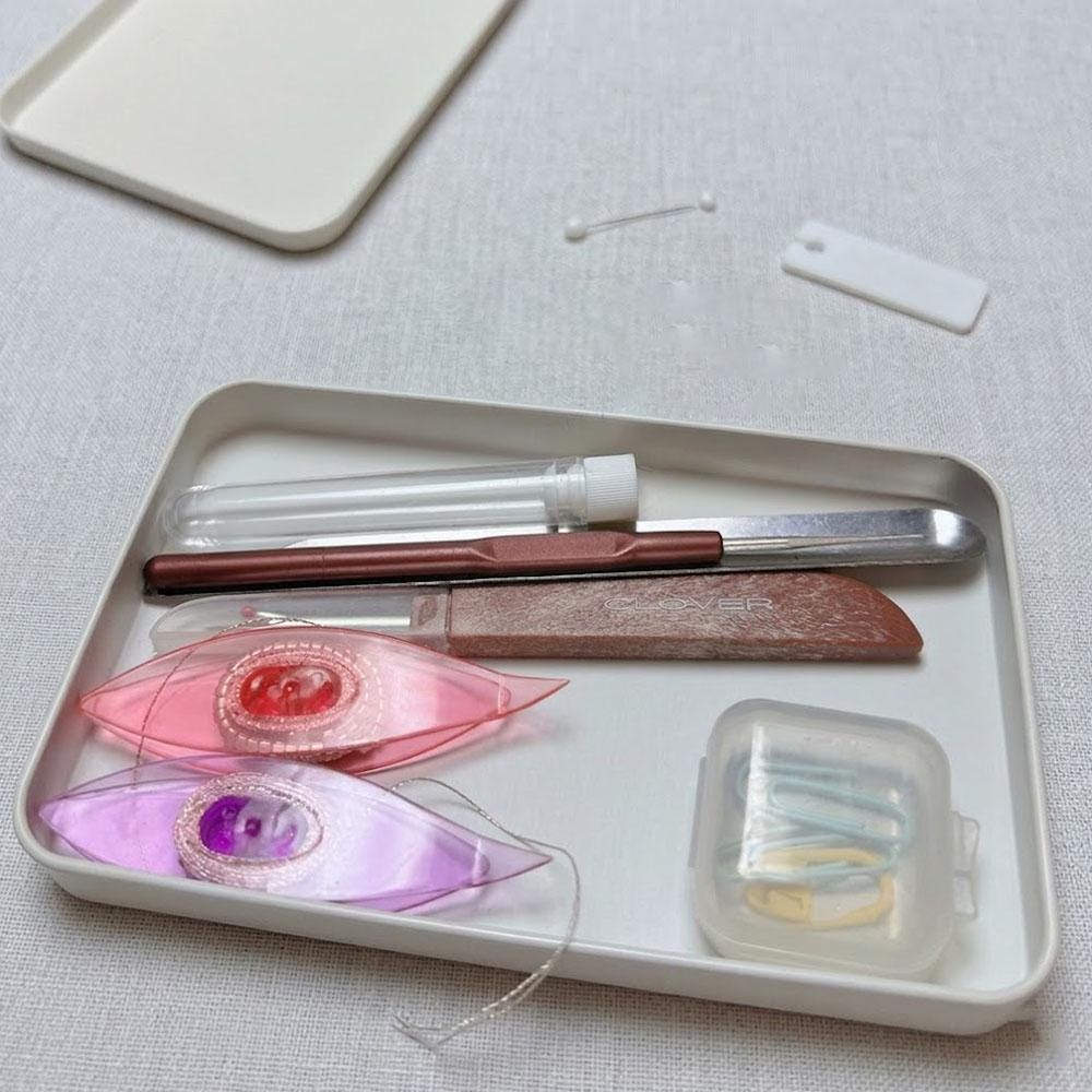 Slim Tatting Tool Organizer Tin, Pocket Craft Storage Box, Travel Kit