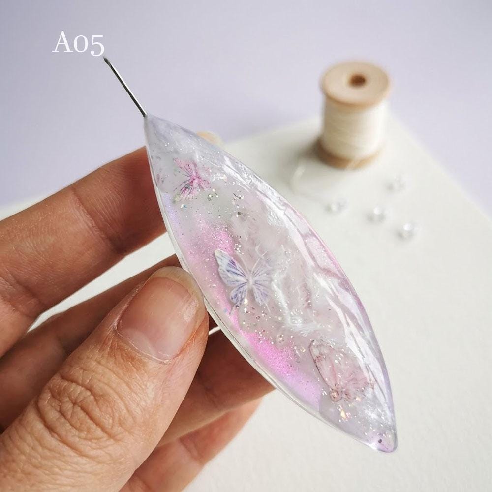 Butterfly Tatting Shuttle, 0.4mm Ultra-Fine Hook, Handmade Lace Making Tool