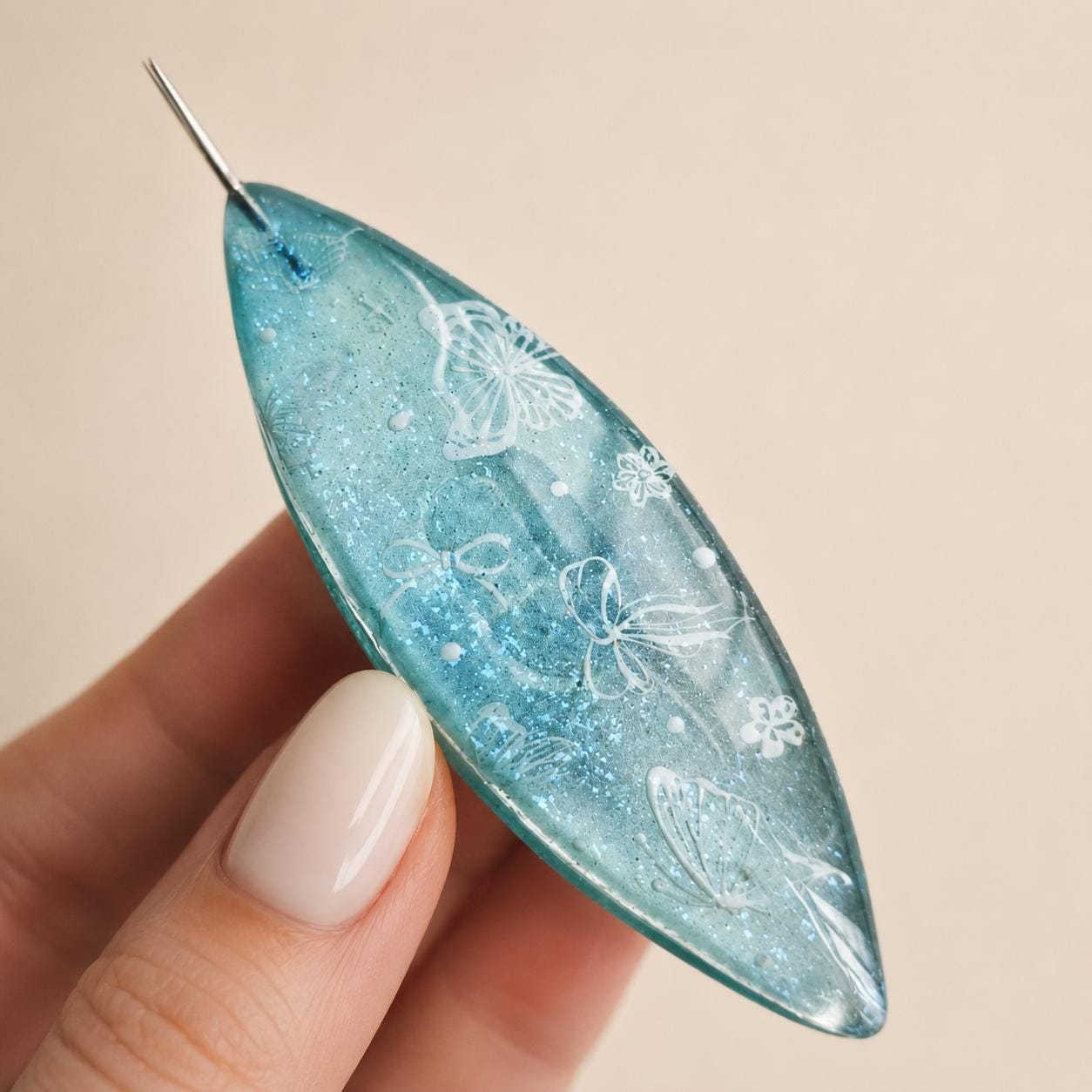 Butterfly Resin Tatting Shuttle With 0.4mm Ultra-Fine Hook, Handmade Lace Making Tool