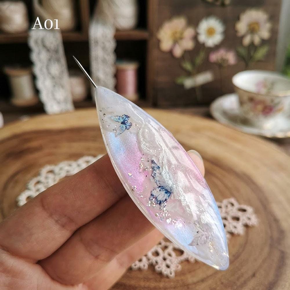 Butterfly Tatting Shuttle, 0.4mm Ultra-Fine Hook, Handmade Lace Making Tool