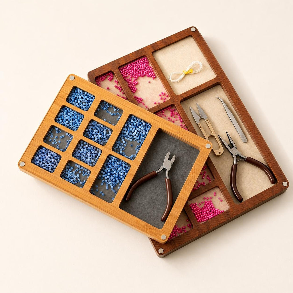 Wooden Jewelry Making Tools, Bead Storage Box, Gift for DIY Craft Lovers