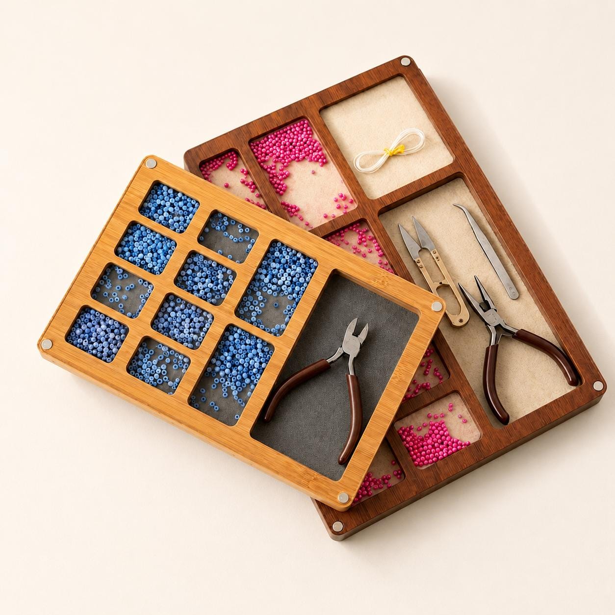 Wooden Jewelry Making Tools, Bead Storage Box, Gift for DIY Craft Lovers