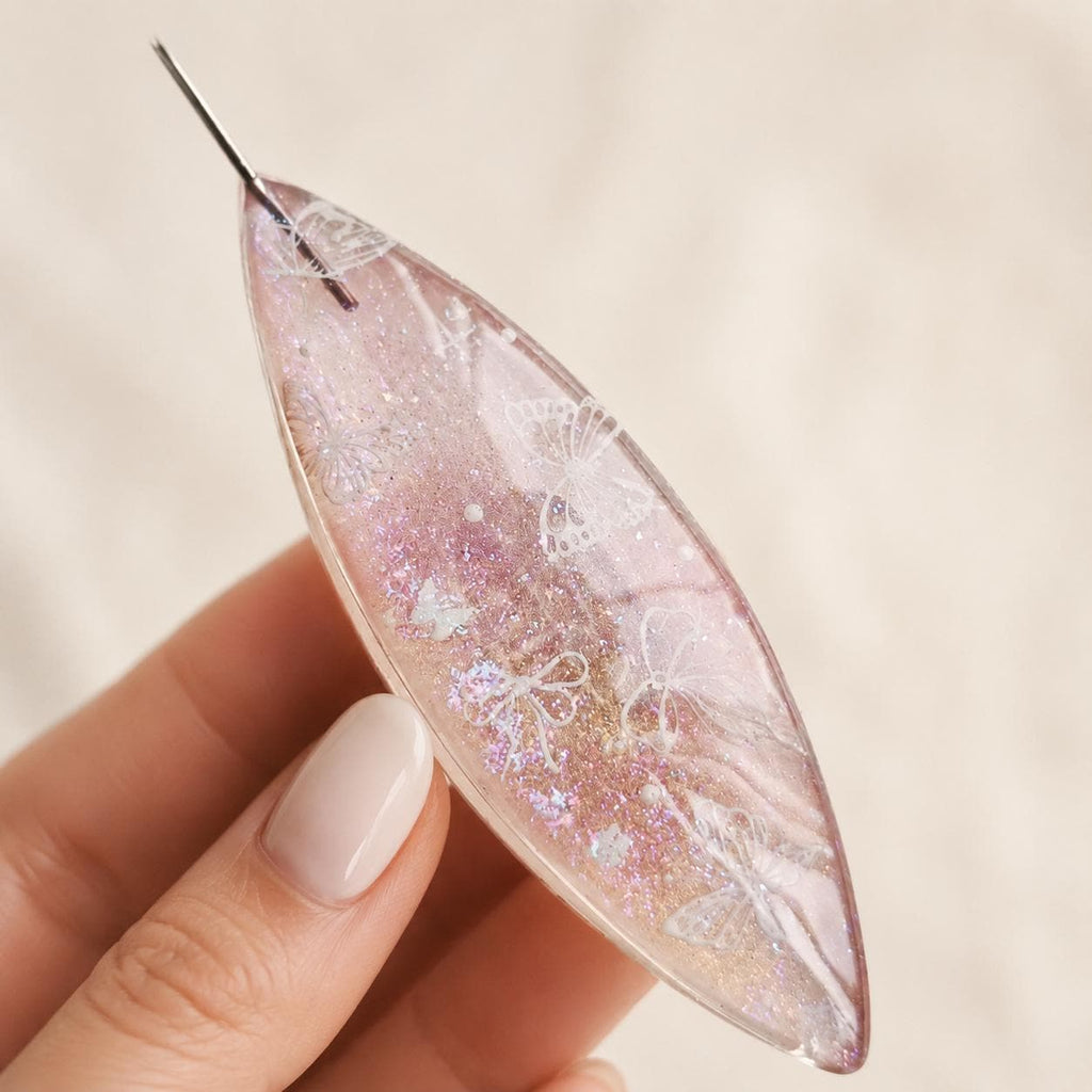 Butterfly Resin Tatting Shuttle With 0.4mm Ultra-Fine Hook, Handmade Lace Making Tool