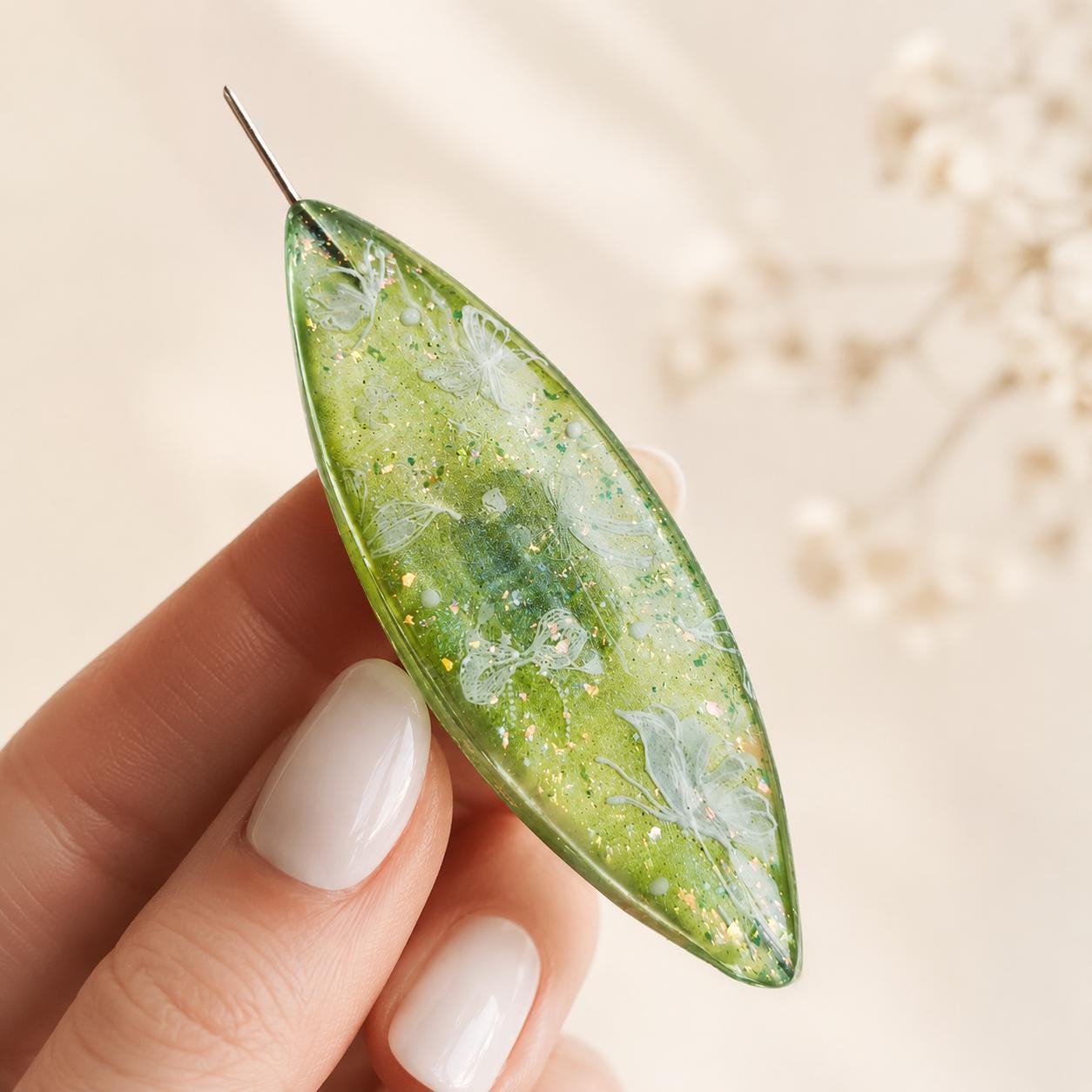 Butterfly Resin Tatting Shuttle With 0.4mm Ultra-Fine Hook, Handmade Lace Making Tool