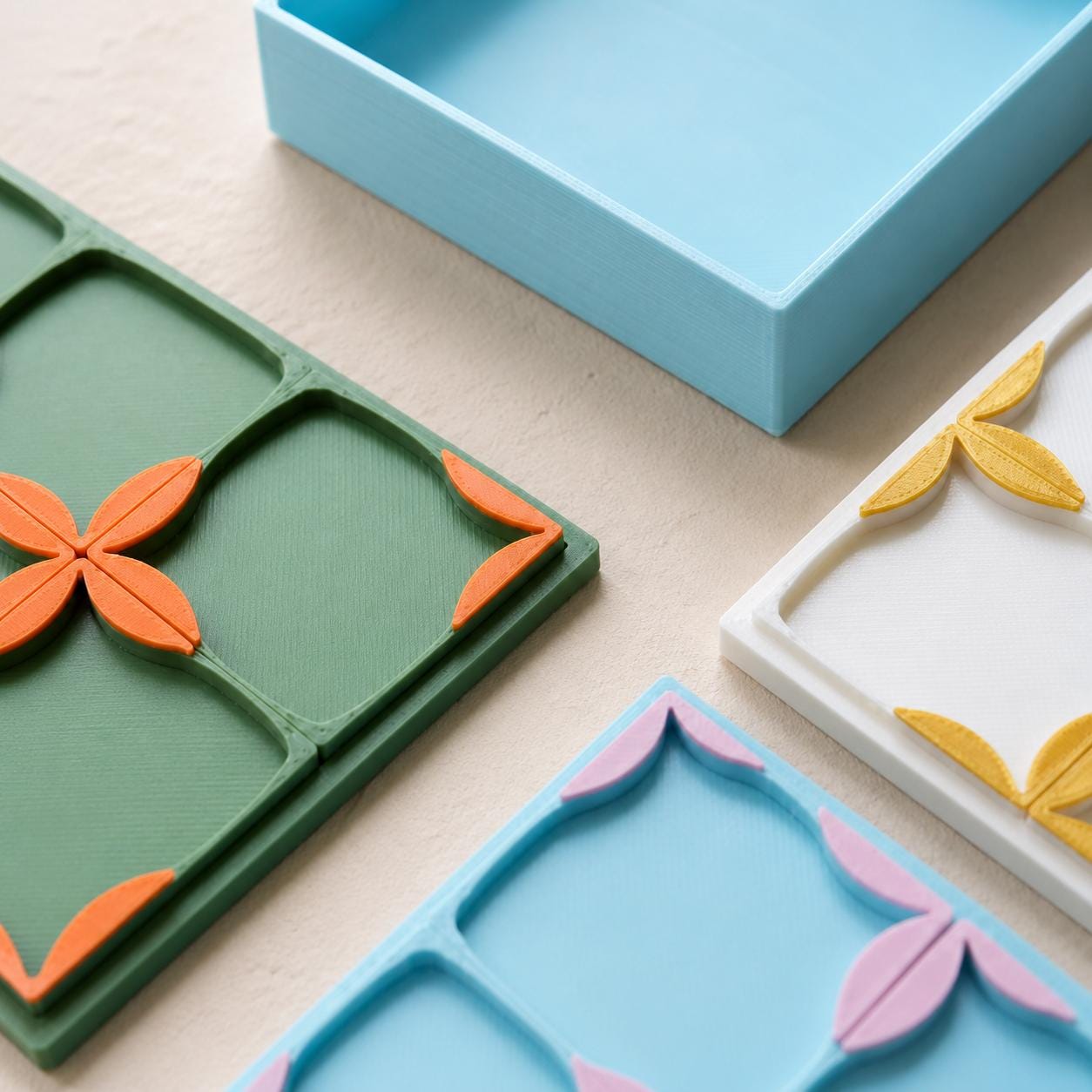 3D Printed 8-Section Floral Leaf Beading Tray,Compact Craft Work Tray
