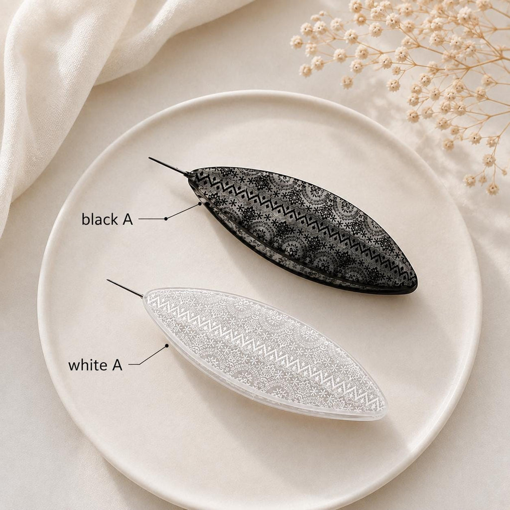 Lace Pattern Tatting Shuttle with 0.4mm Fine Hook, Clear or Black Frivolite Tool for Lace Making