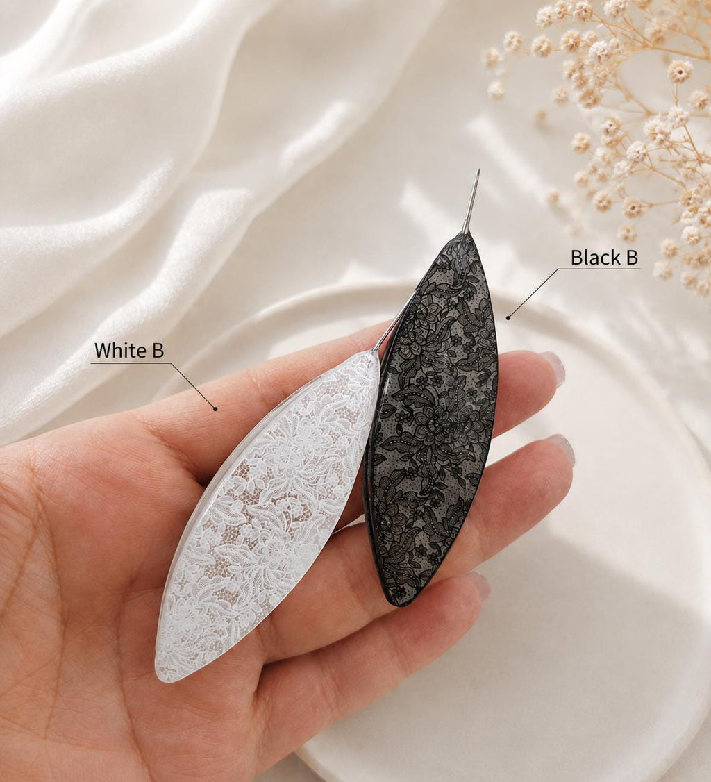 Lace Pattern Tatting Shuttle with 0.4mm Fine Hook, Clear or Black Frivolite Tool for Lace Making
