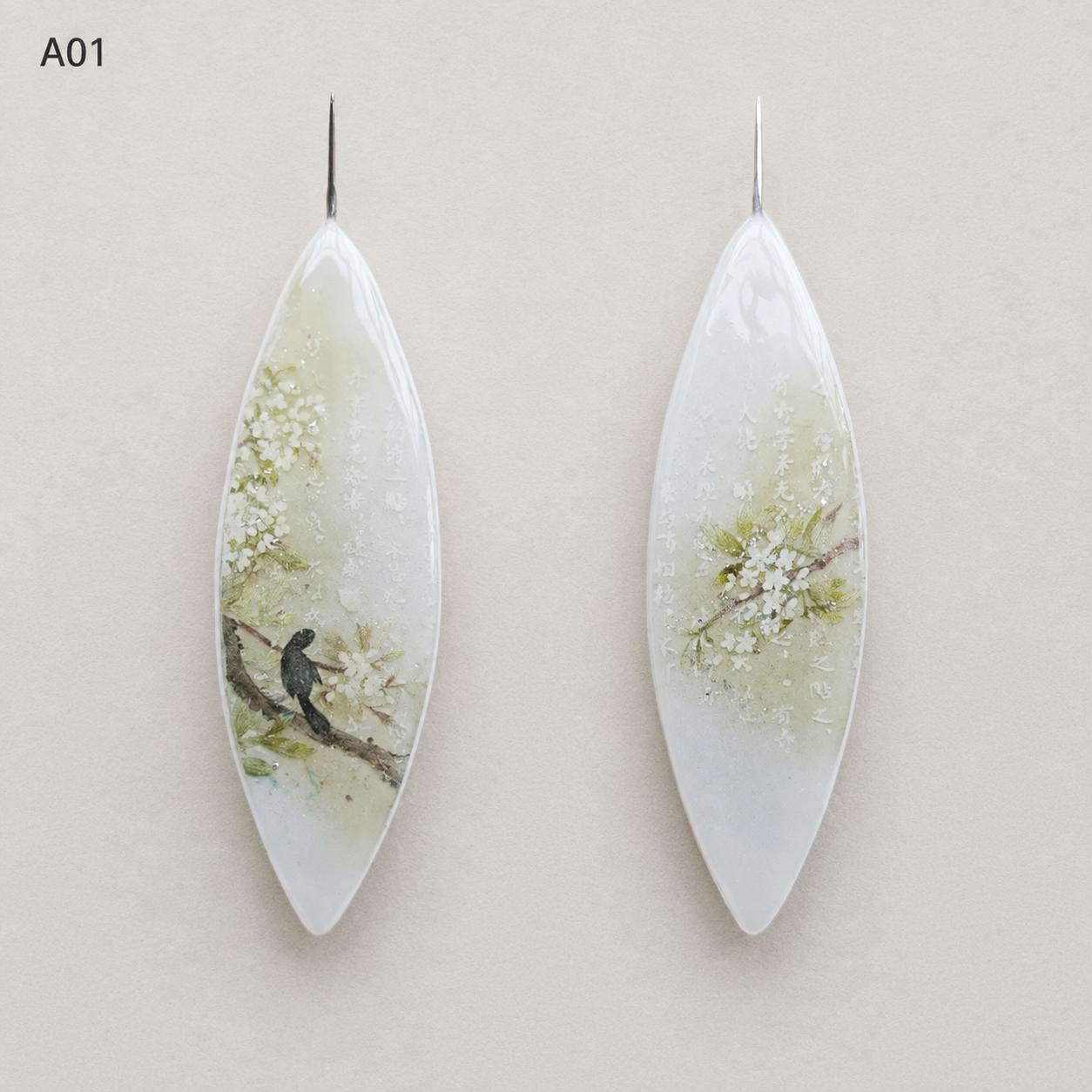 Botanical Tatting Shuttle with 0.4mm Fine Hook for Frivolite Lace Making