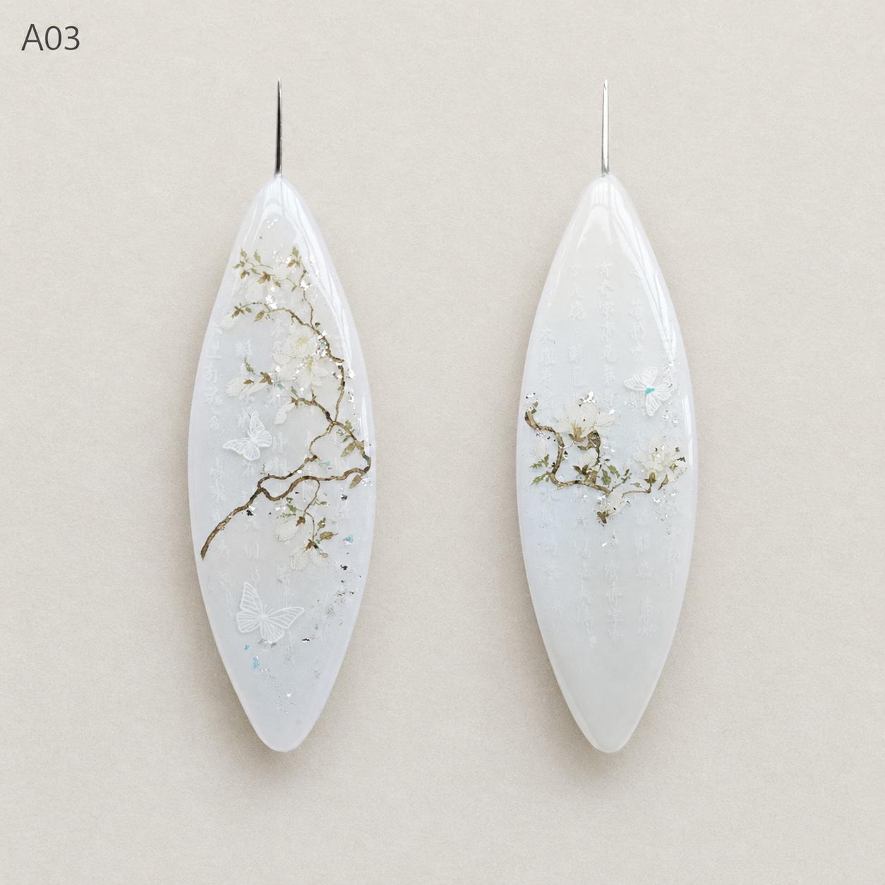 Botanical Tatting Shuttle with 0.4mm Fine Hook for Frivolite Lace Making
