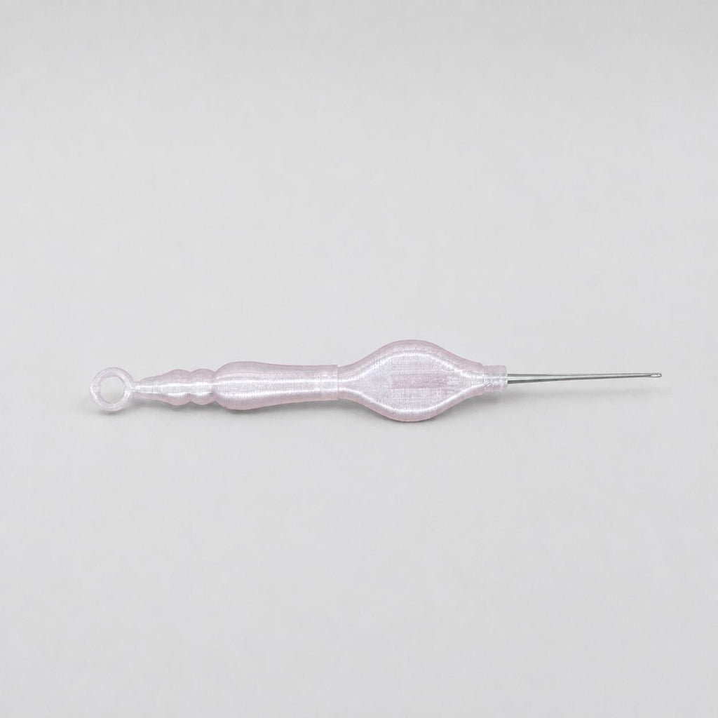 Portable Tatting Lace Hook, 3D-Printed Handle, Fine Metal Crochet Tool (0.4mm or 0.5mm)