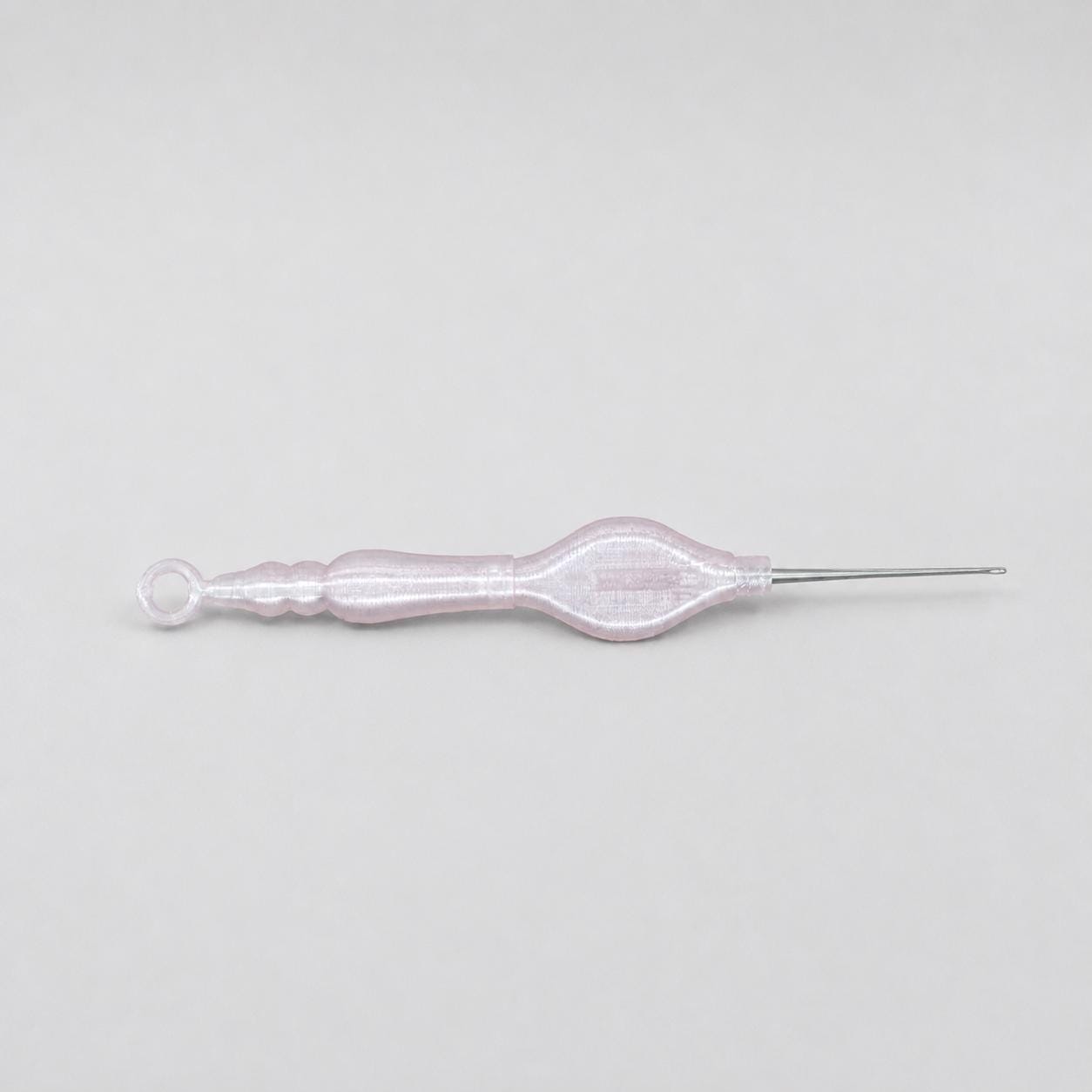 Portable Tatting Lace Hook, 3D-Printed Handle, Fine Metal Crochet Tool (0.4mm or 0.5mm)